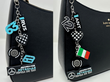 Load image into Gallery viewer, Silver Arrow Racing (George, Kimi) Bag Charm
