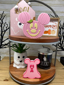 Pastel Pink Mouse Jack O' Lantern Trinket - EnchantedByGi